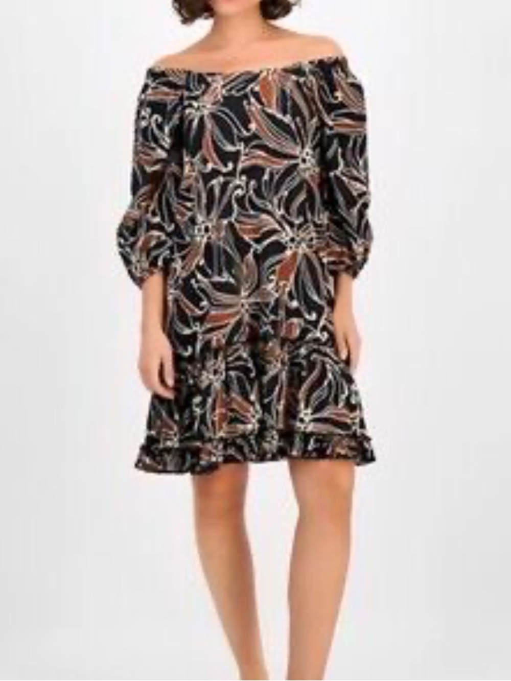 Robbie Bee | Scoop off shoulder neckline dress. Puff sleeves. Medium. New w Tags
